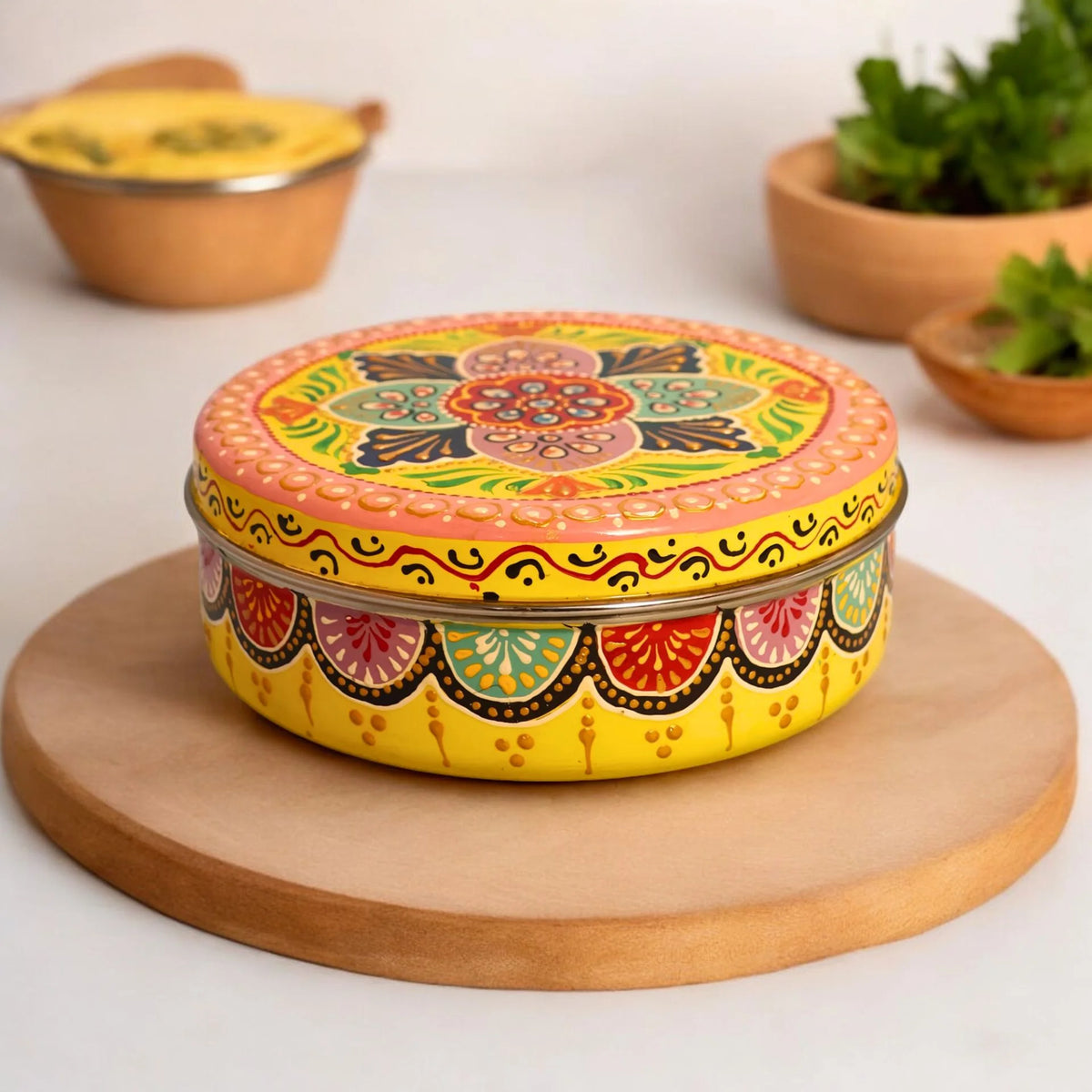 Hand Painted Steel Storage Box With Beautiful Multi Color Design– Shri ...